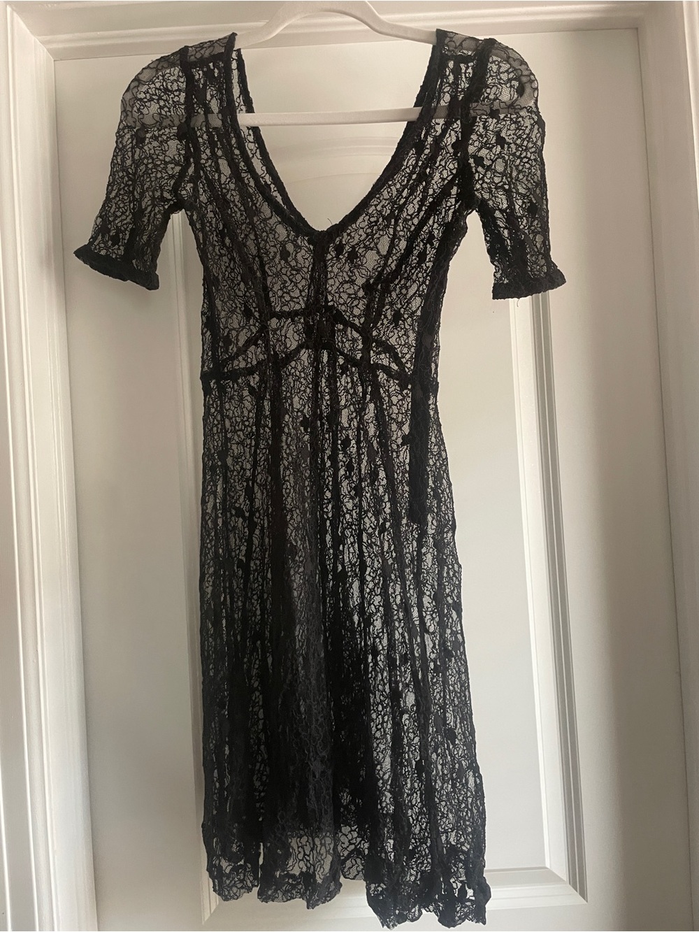 Kimchi Blue Sheer Black Lace Floral Dress Festival Layering Soft Grunge Size 0